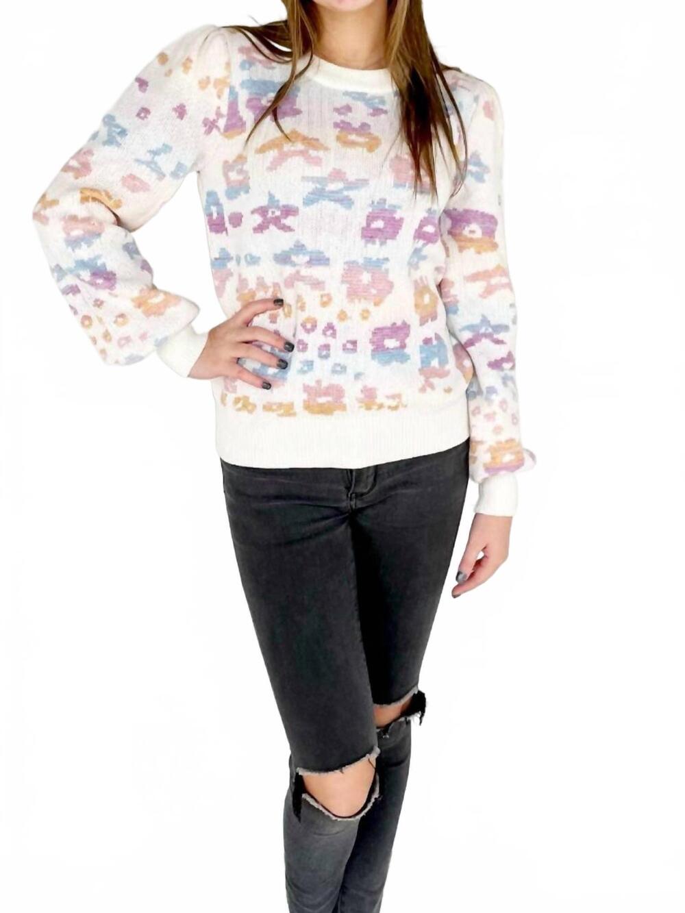 NEW FATE women's leopard sweater in multi pastel